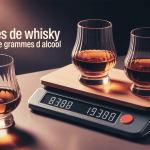 2 verres de whisky combien de gramme, illustration élégante avec balance et glaçons