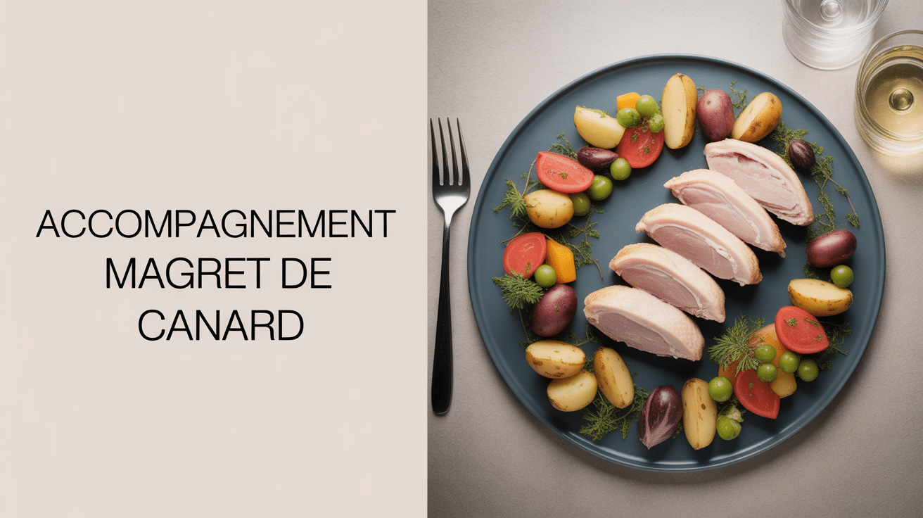Assiette accompagnement magret de canard avec légumes et pommes de terre