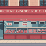 Devanture de boucherie halal grande rue d'Oullins moderne