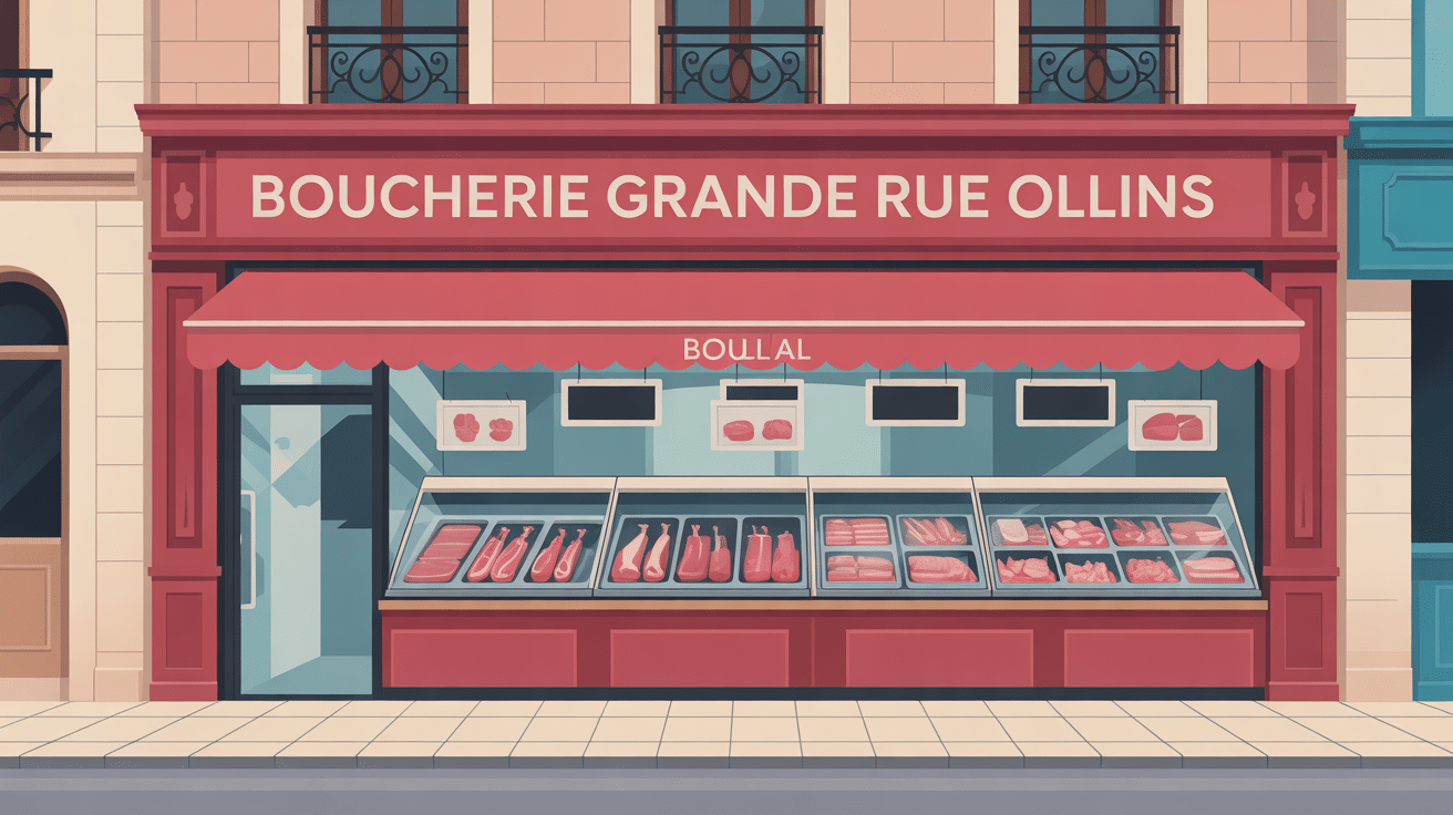 Devanture de boucherie halal grande rue d'Oullins moderne