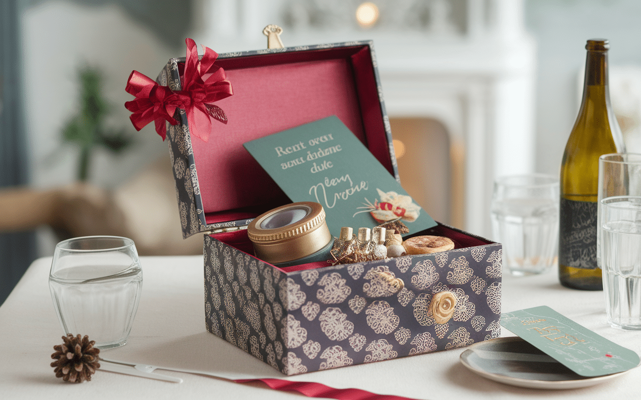 Coffret tire bouchon cadeau avec accessoires sur table de fête