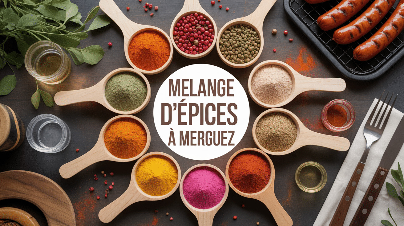 assortiment épices à merguez recette vue aérienne