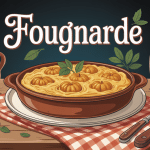 Fougnarde dorée aux pommes dans plat rustique