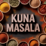 vue aérienne d'assortiment d'épices kuna masala en cercle