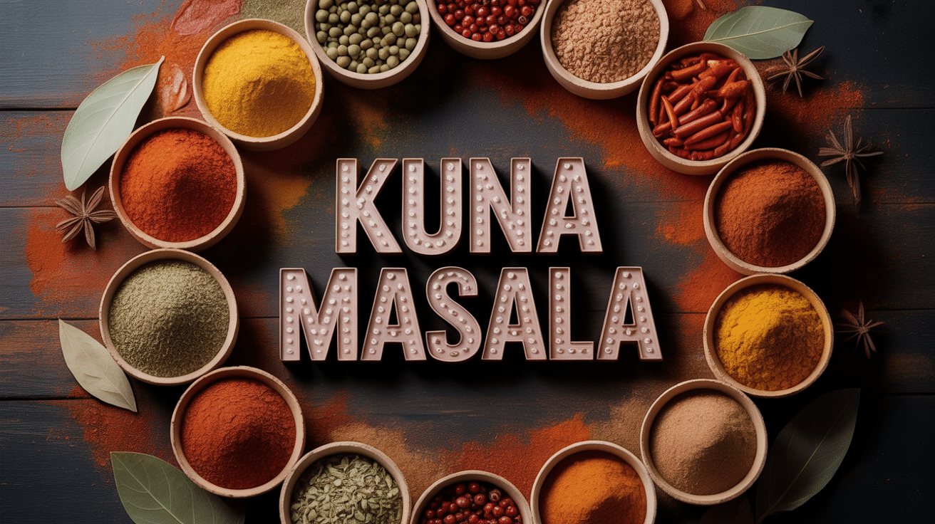 vue aérienne d'assortiment d'épices kuna masala en cercle