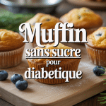 Muffin sans sucre pour diabetique avec myrtilles sur planche