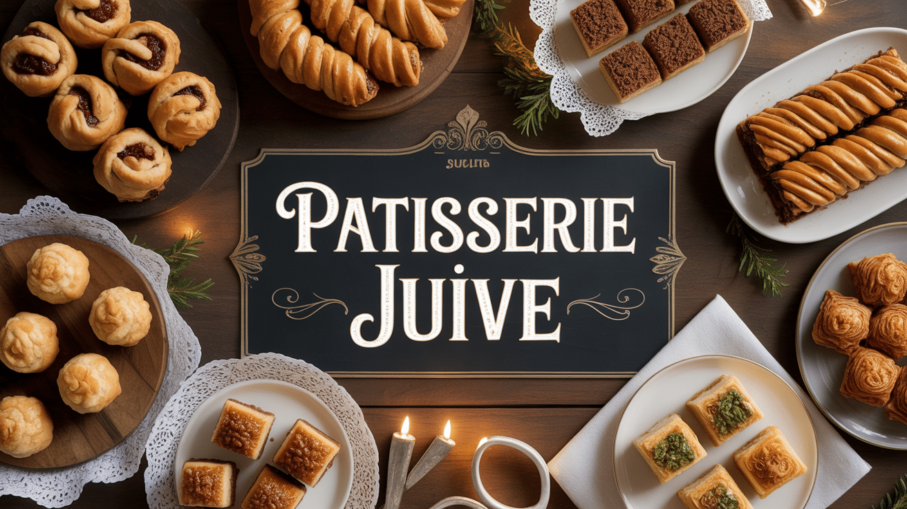 composition patisserie juif variée sur table