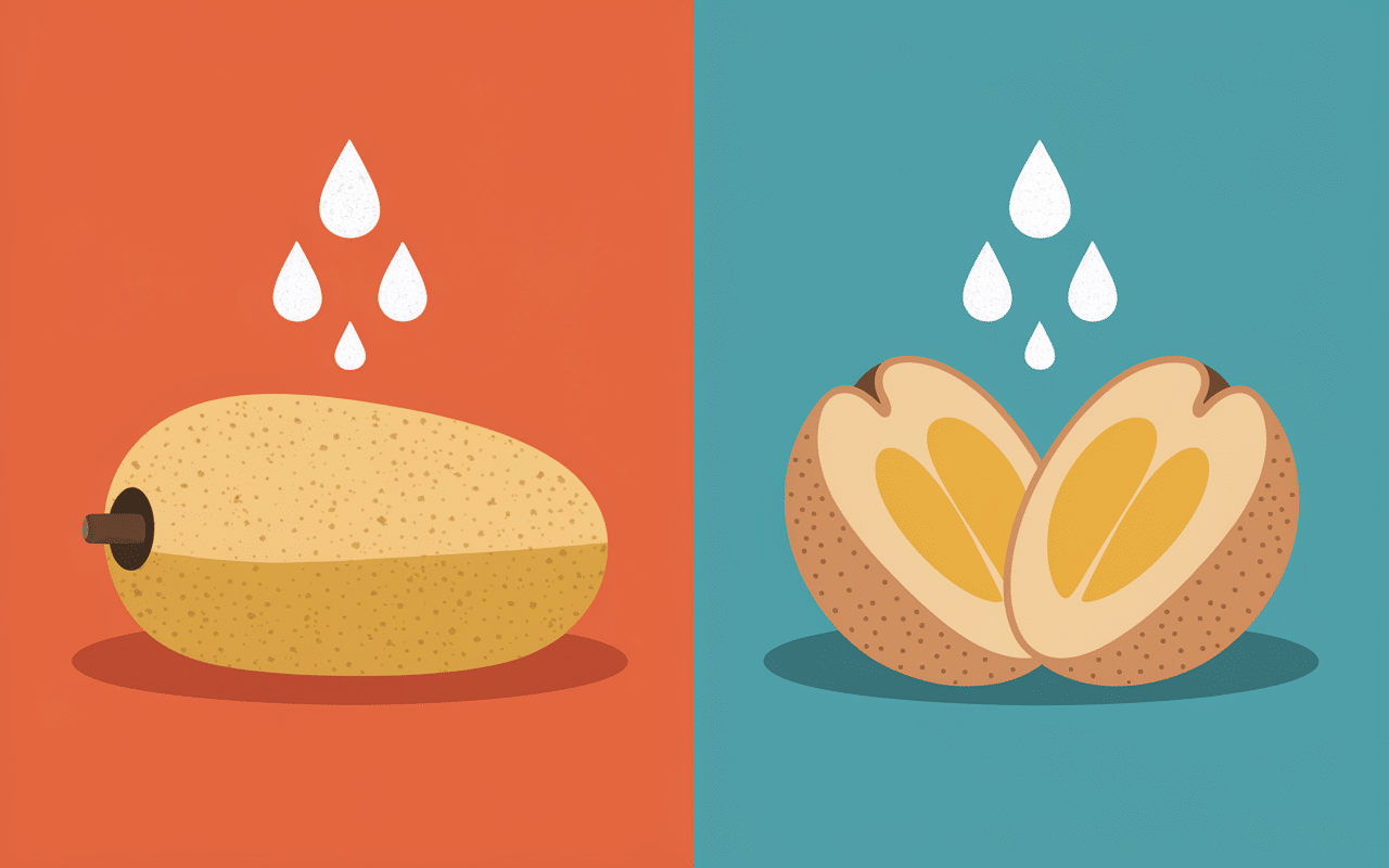 Poids pomme de terre cru vs cuit sur balance
