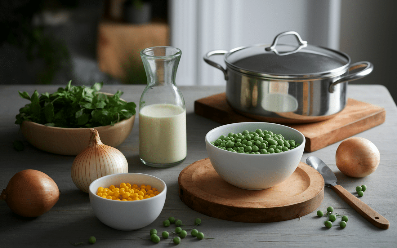ingrédients potage brighton laitue petits pois oignon