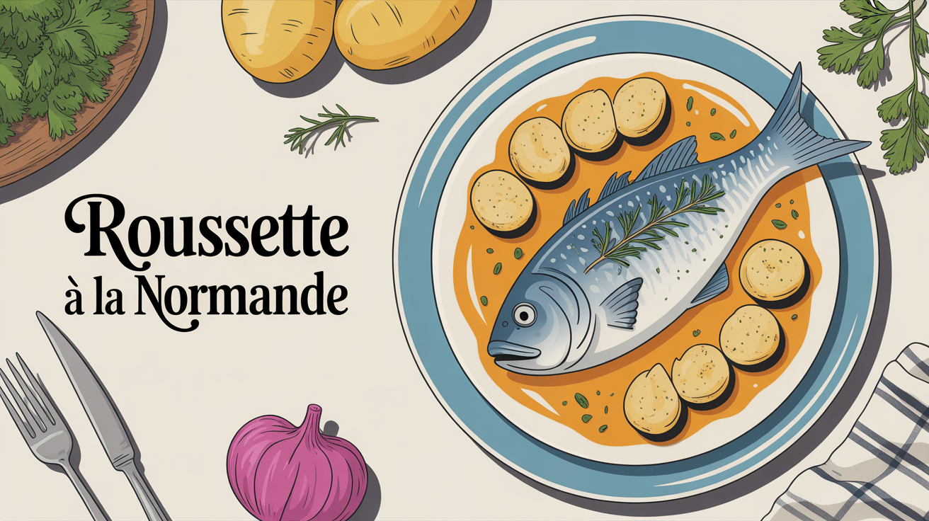 recette roussette à la normande plat poisson sauce crémeuse