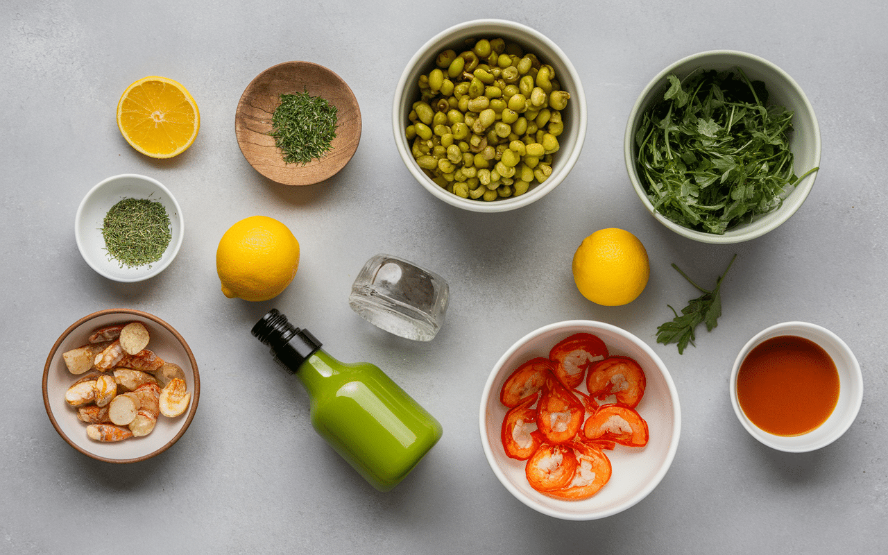 Preparation salade vietnamienne crevette ingredients frais