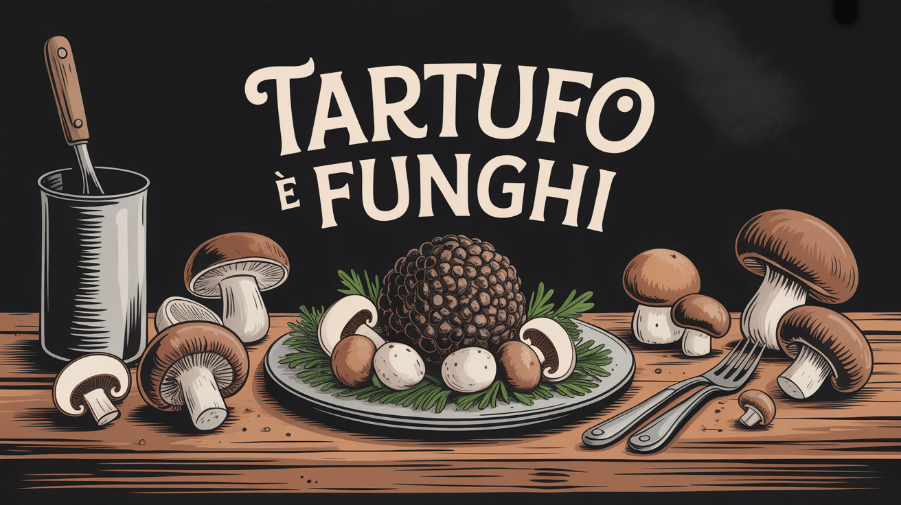 Tartufo e funghi sur table italienne traditionnelle