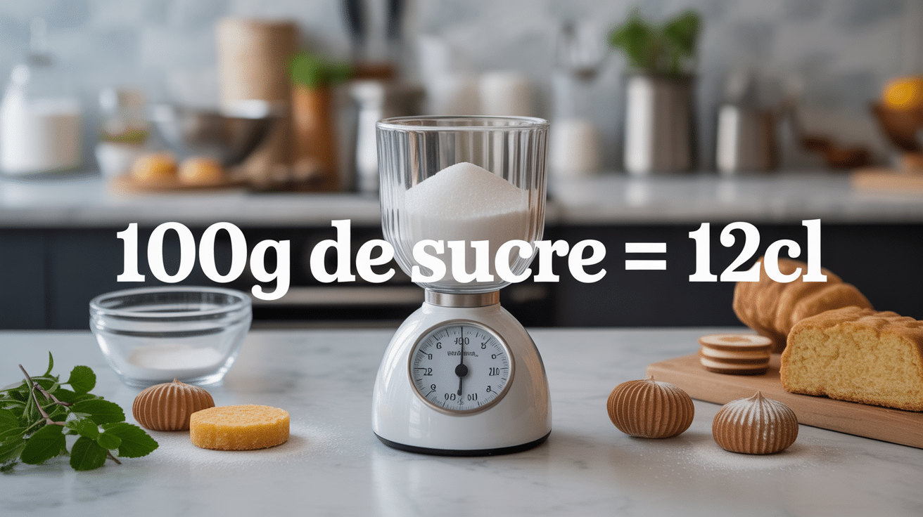 100 g de sucre en cl verre doseur balance titre