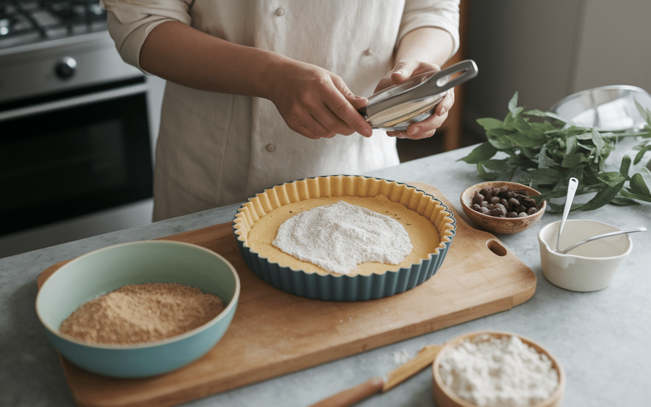 Préparation tarte salée pâte sablée toute prête étape par étape