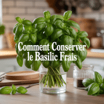 Bouquet de basilic frais à conserver en cuisine