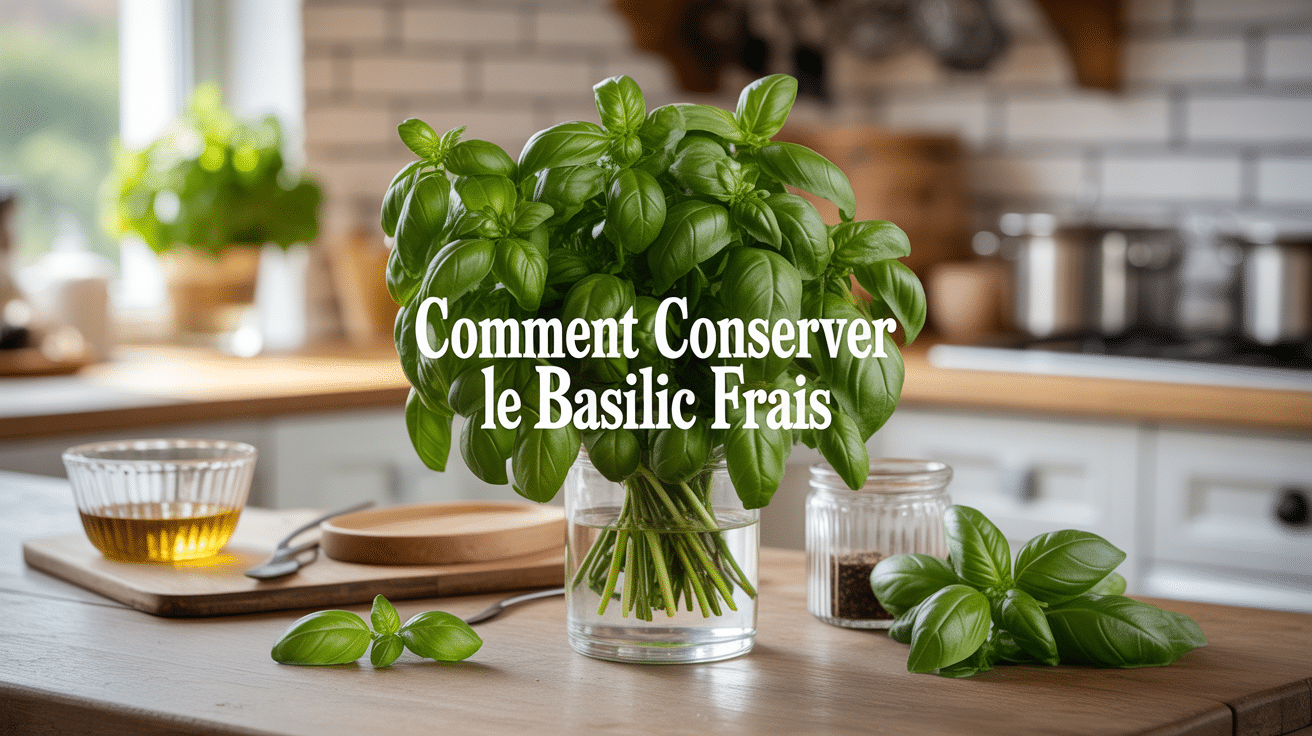 Bouquet de basilic frais à conserver en cuisine