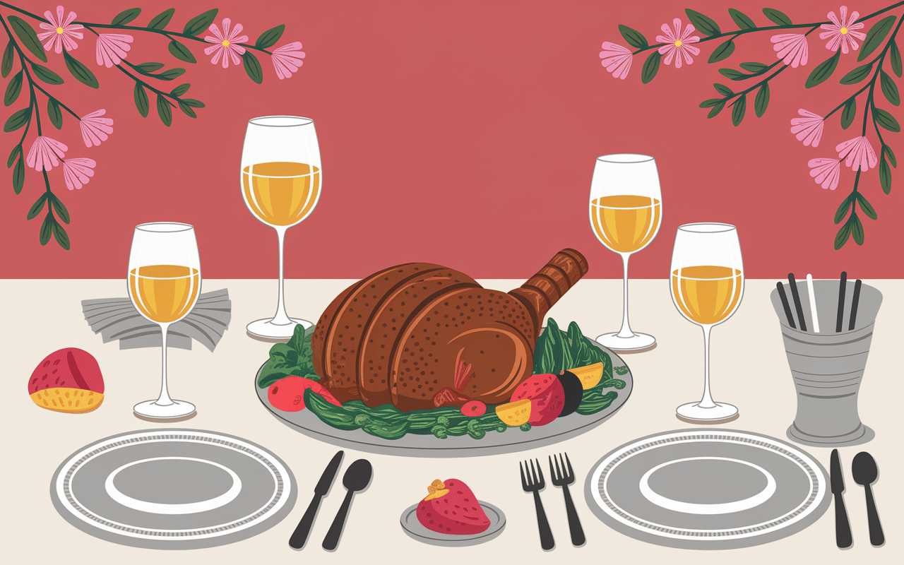 Table festive avec chapon au vin jaune et morilles georges blanc