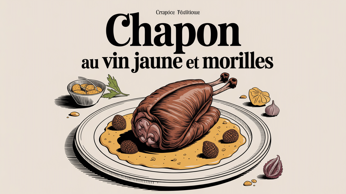 Chapon au vin jaune et morilles georges blanc sur plat élégant