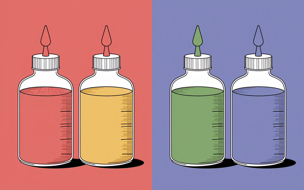 Comparaison colorant alimentaire en poudre et liquide