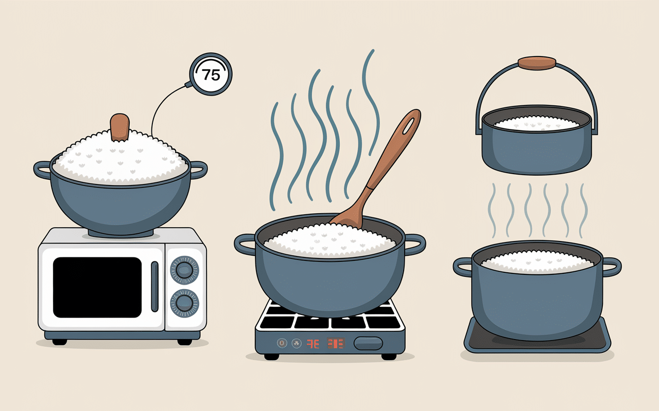 comment réchauffer du riz micro-ondes poêle vapeur
