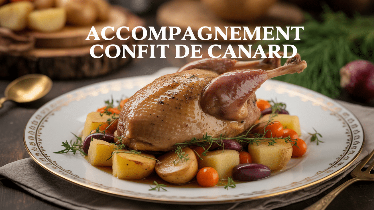 confit de canard accompagnement avec pommes de terre et légumes