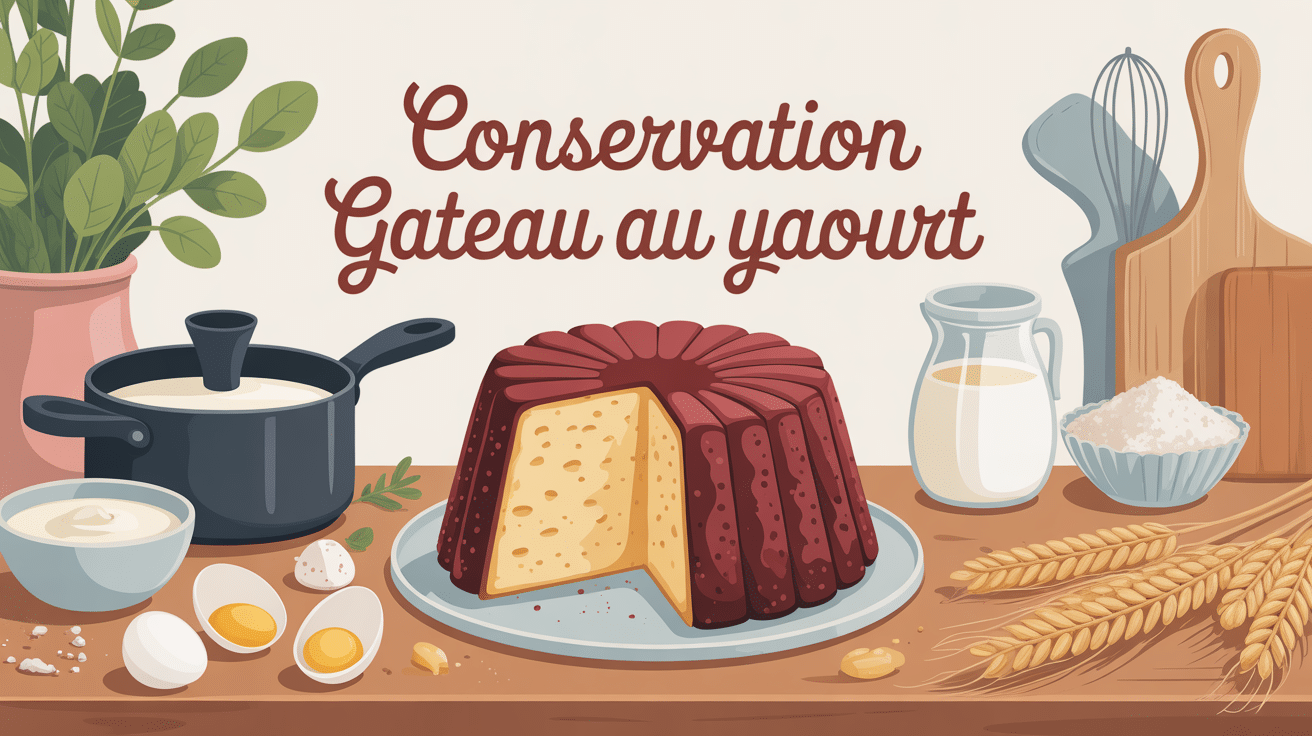 Illustration conservation gâteau yaourt doré