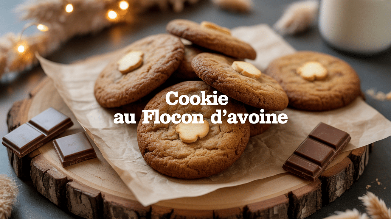 cookies au flocon d avoine sur planche en bois
