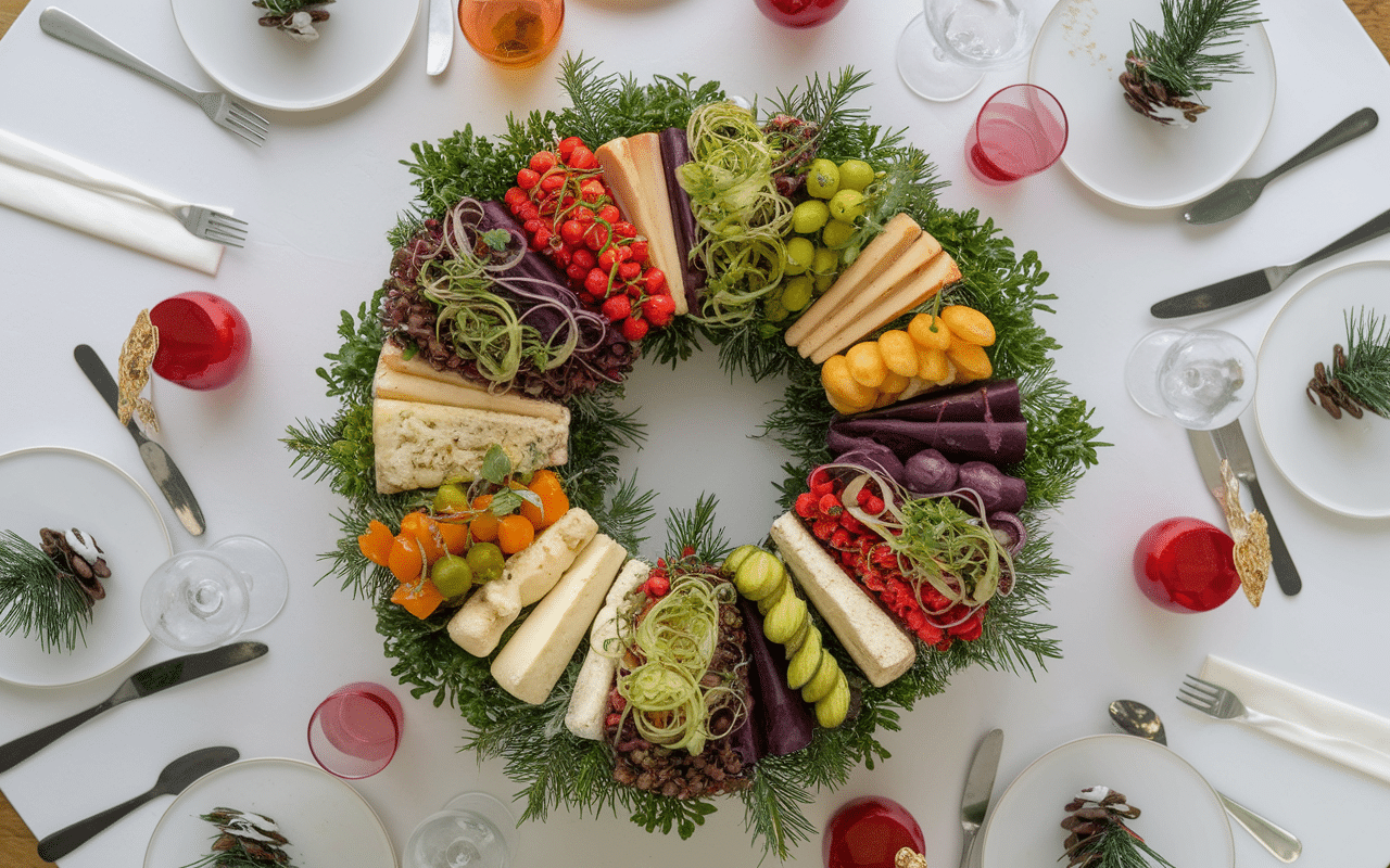 couronne de noel aperitif arrangement elegant