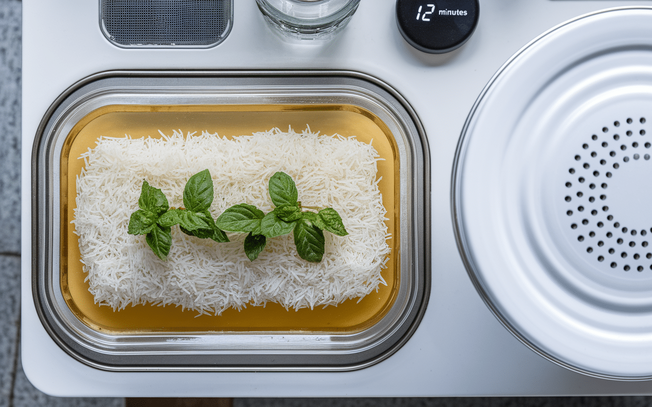 Plat de riz au micro onde préparation étapes