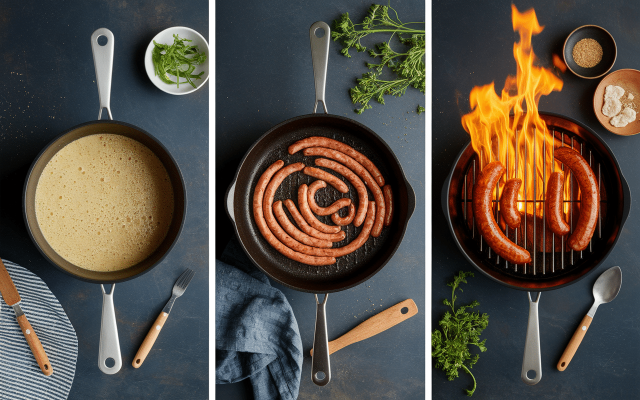 Méthodes de cuisson pour saucisse pour hot dog : eau, poêle, barbecue