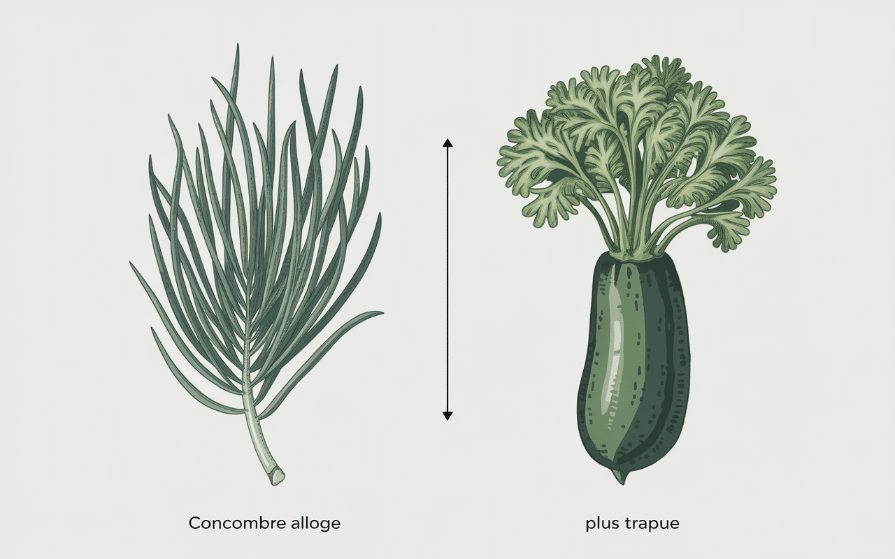 illustration différences concombre courgette