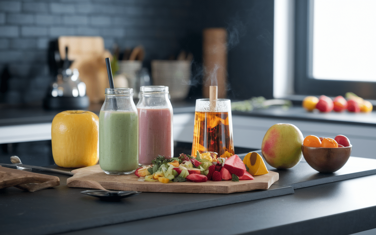 Préparations culinaires avec fruits en v