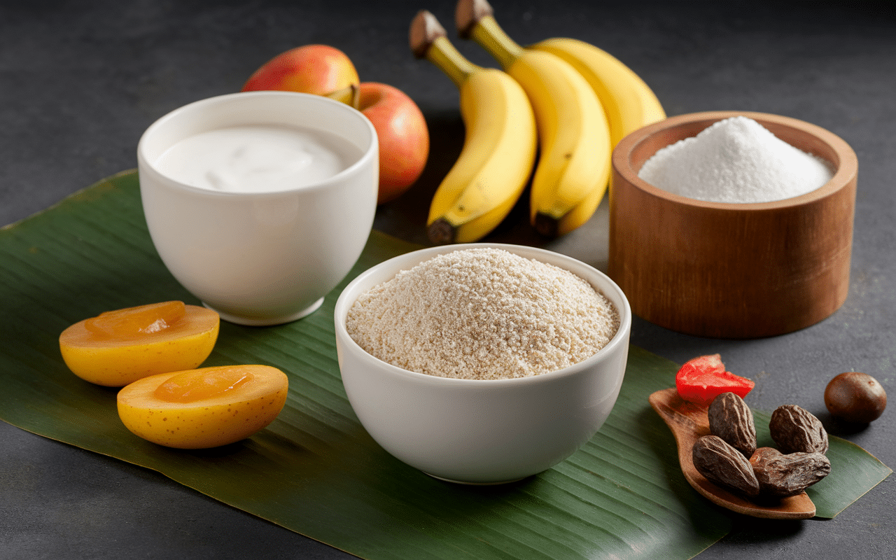 Ingrédients pour muffin léger yaourt compote farine complète