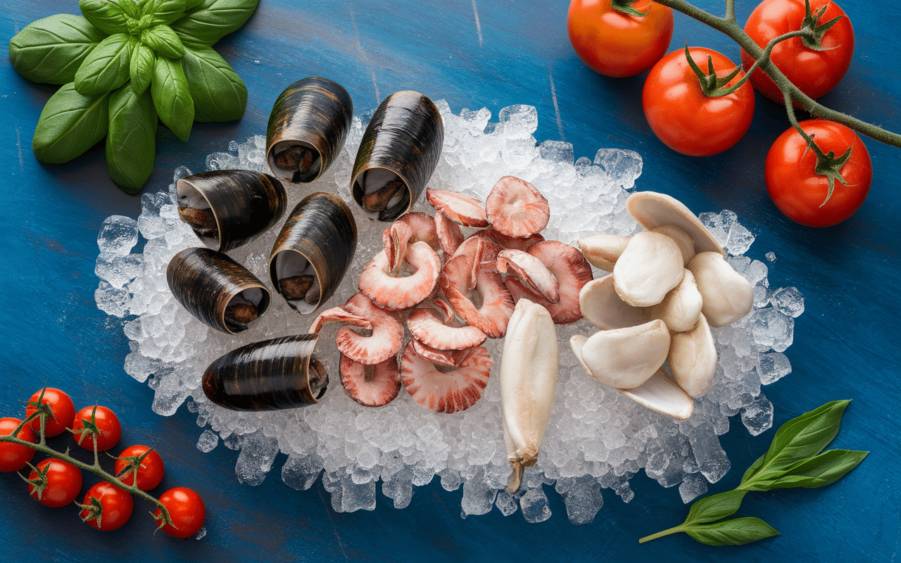 Pates aux fruits de mer fruits de mer frais linguines marché