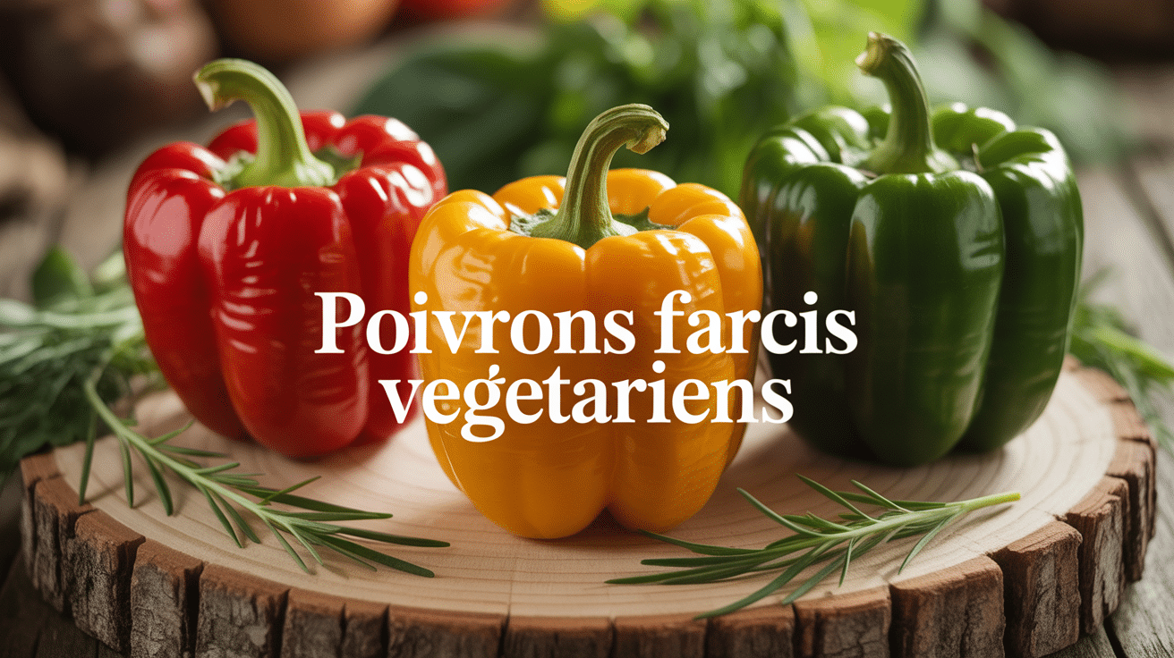 trois poivrons farci vegetarien riz et legumes