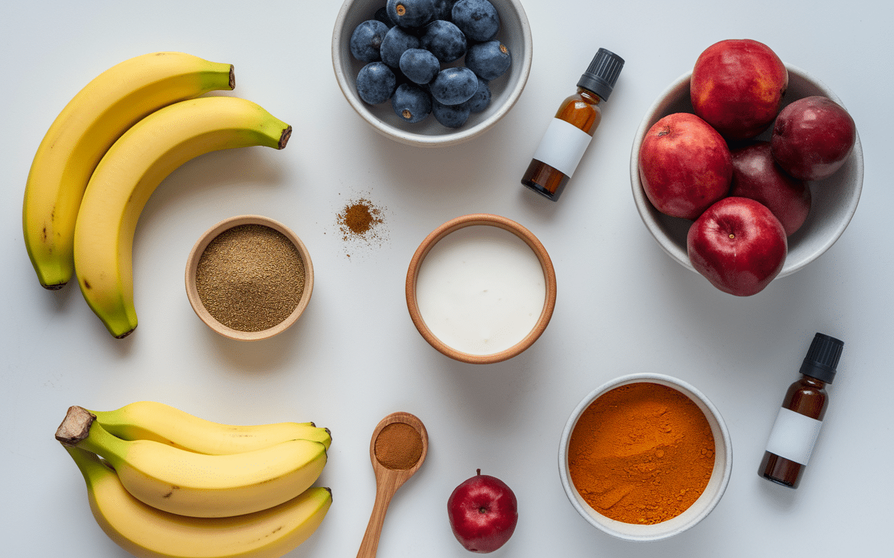 Ingrédients recette glace sans sucre vue aérienne