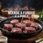 Poêle de viande à fondue à la poêle entourée d'ingrédients et sauces