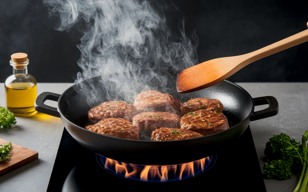 Cuisson viande dorée pour recette viande à fondue à la poêle