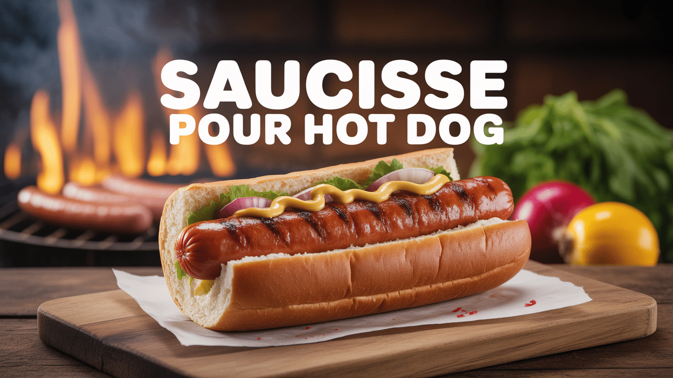 Saucisse pour hot dog grillée sur pain avec moutarde et oignons