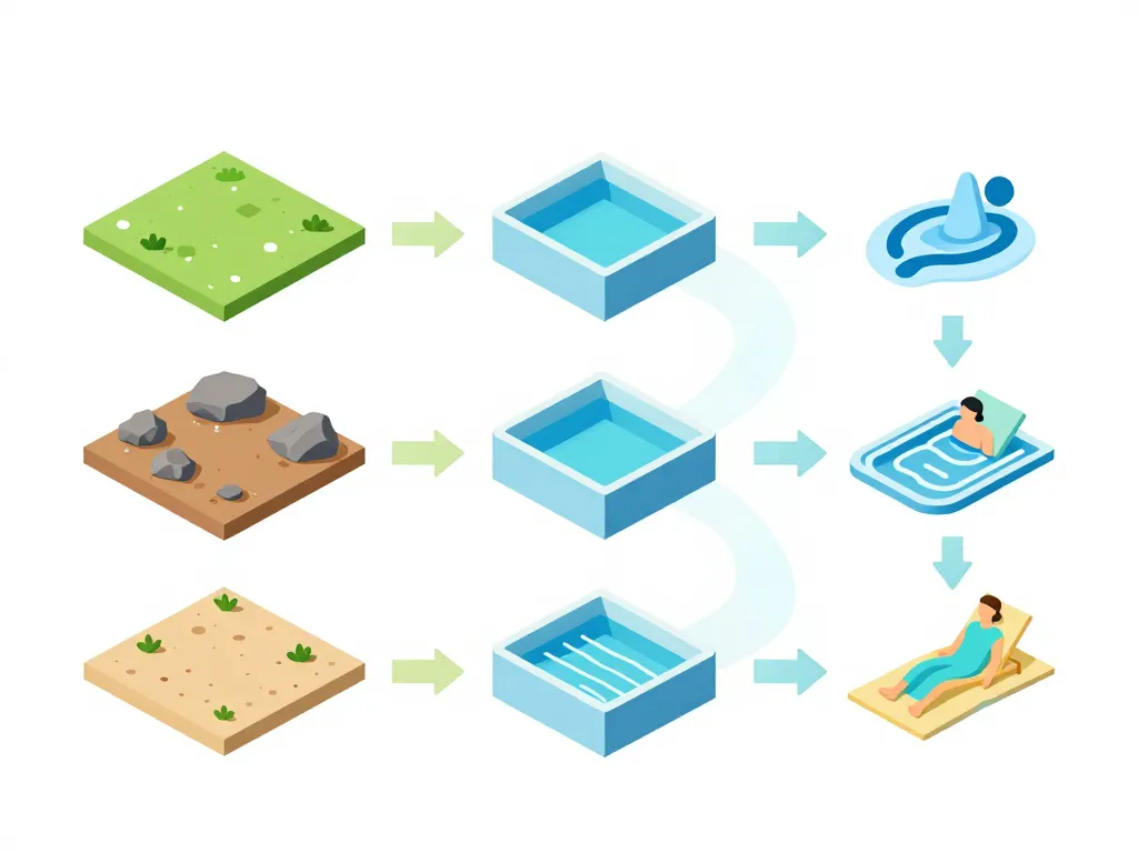 Schéma acapoolco terrains types de piscines et usages