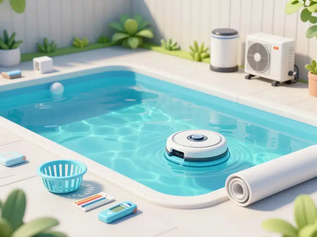 Scène entretien piscine acapoolco robot test eau filtration