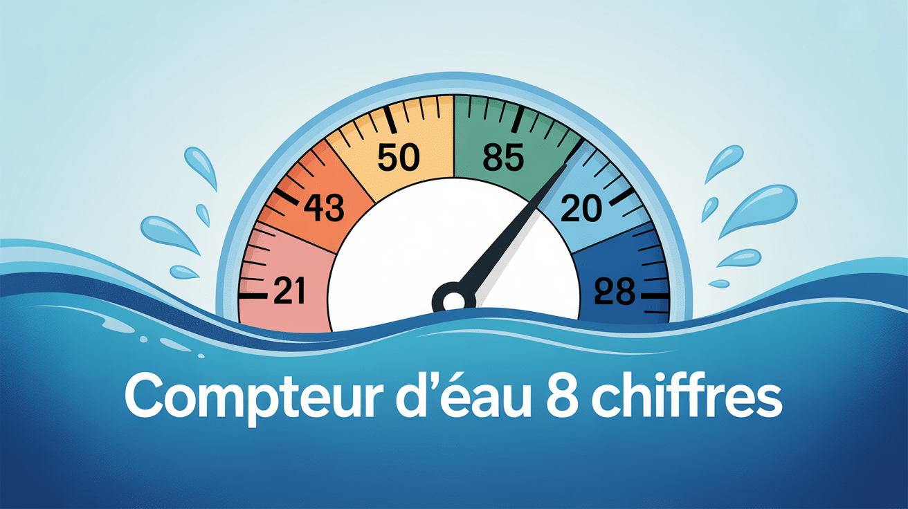 comment lire un compteur d'eau à 8 chiffres, vue du compteur et unités