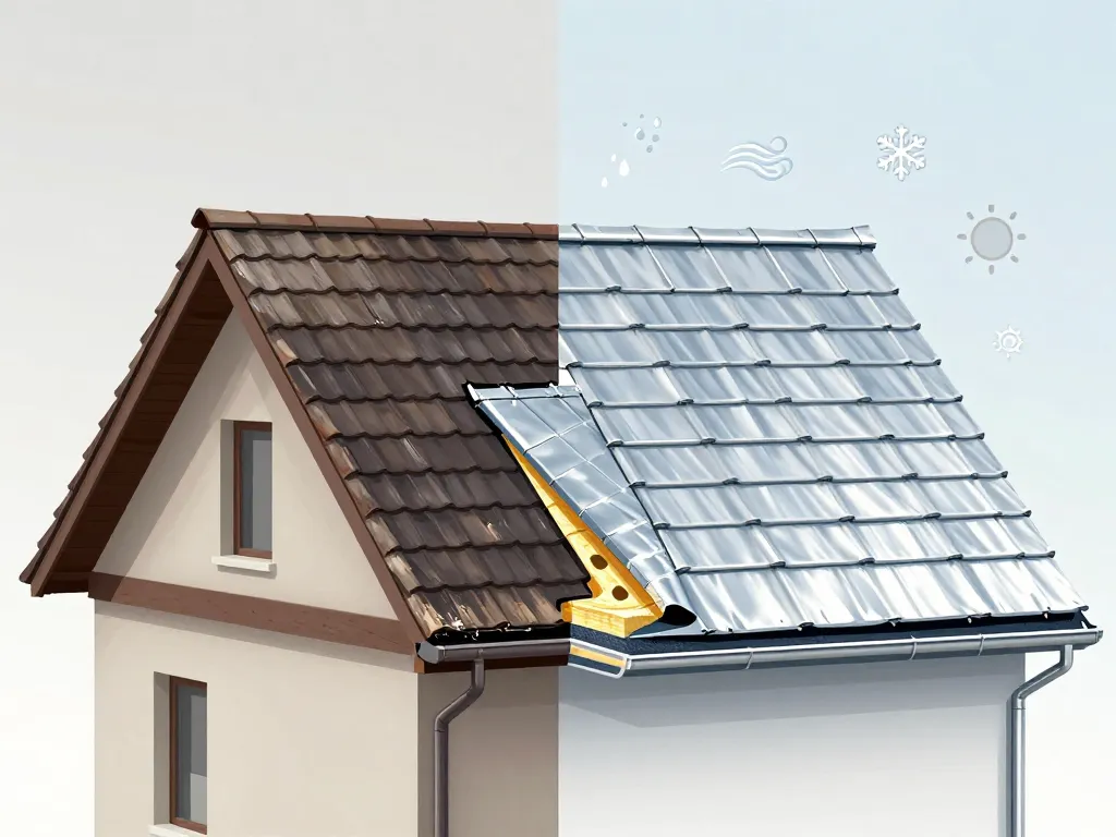 Avant après couverture zinguerie avec isolation et ventilation