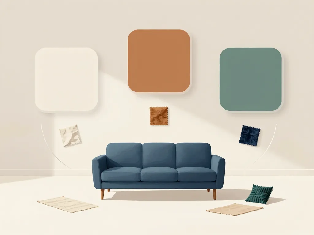 schema couleurs pour deco salon canape bleu avec neutres et accents