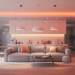 Illustration 3D d’eclairage pour plafond pour salon, cuisine et salle de bain