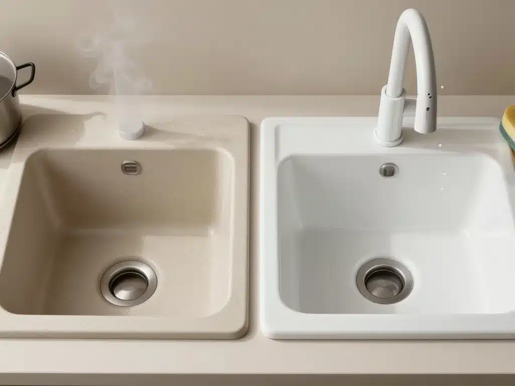 textures comparées, évier en grès ou céramique, mat vs brillant