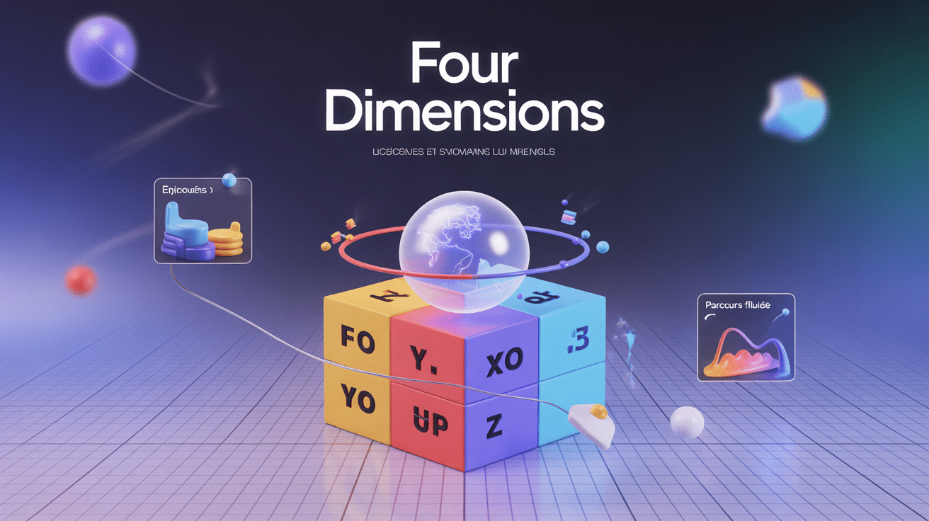four dimensions tesseract sur espace-temps 3D
