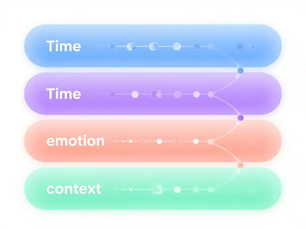 four dimensions diagramme parcours espace temps émotion contexte