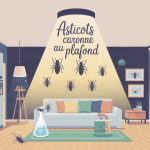 Illustration propre d’asticot au plafond avec outils de nettoyage