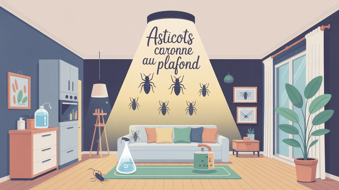 Illustration propre d’asticot au plafond avec outils de nettoyage